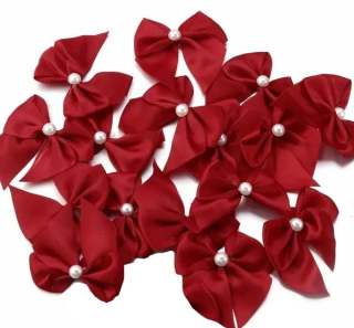 Dekorácia mašlička tmavo červená 5,5 cm - 5 ks